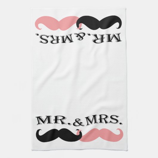  zwarte en roze snor theedoek (Verticaal)