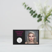 Zwarte en Roze Sociale Icon QR-code Visitekaartje (Staand voorkant)