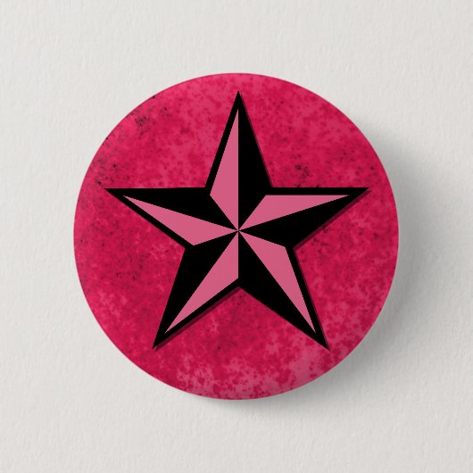 Zwarte en Roze ster Ronde Button 5,7 Cm (Voorkant)