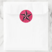 Zwarte en Roze ster Ronde Sticker (Tas)