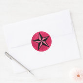 Zwarte en Roze ster Ronde Sticker (Envelop)
