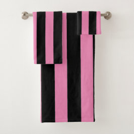 Zwarte en roze strepen bad handdoek