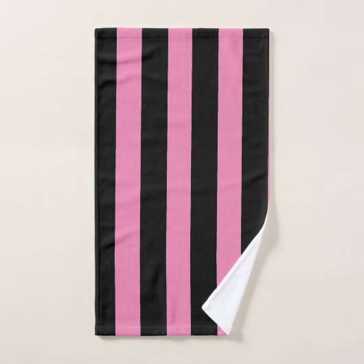 Zwarte en roze strepen bad handdoek (Handdoek)