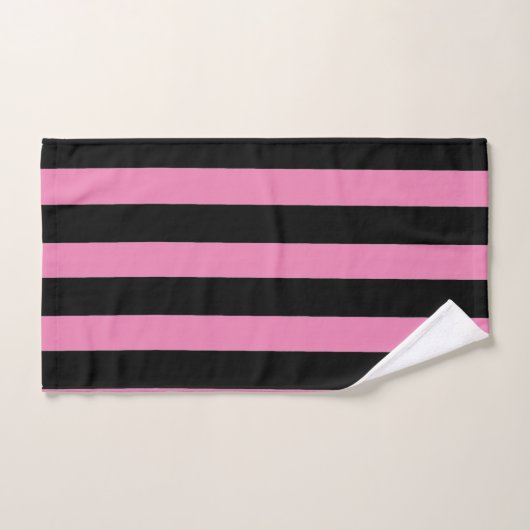 Zwarte en roze strepen bad handdoek (Handdoek)