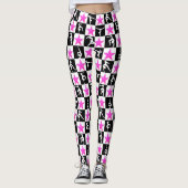 ZWARTE EN ROZE SUPER STAR GYMNASTIEK LEGGINGS (Voorkant)