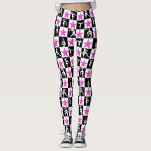 ZWARTE EN ROZE SUPER STAR GYMNASTIEK LEGGINGS