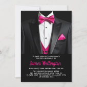 Zwarte en roze Tuxedo verjaardagsevenement Kaart (Voorkant)