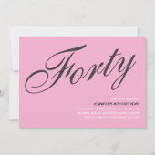 Zwarte en Roze uitnodigingen voor 40ste verjaardag (Voorkant)