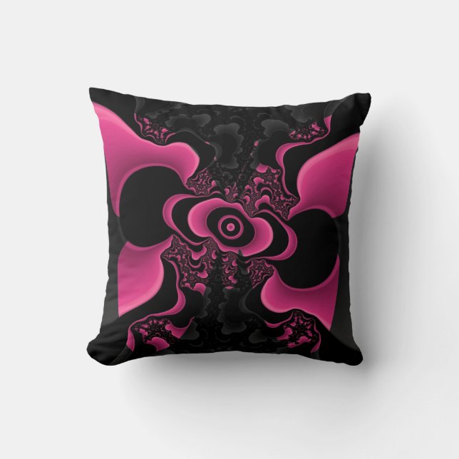 Zwarte en Roze vlinderbloemkussen Kussen (Voorkant)