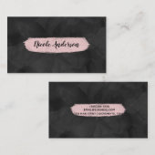 Zwarte en roze Waterverf Floral Glam Moderne Borst Visitekaartje (Voorkant / Achterkant)