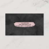 Zwarte en roze Waterverf Floral Glam Moderne Borst Visitekaartje (Achterkant)