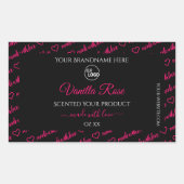 Zwarte en roze Word Cloud-productlabels met Logo Rechthoekige Sticker (Voorkant)