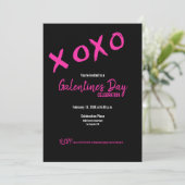 Zwarte en Roze XOXO Galentine's Day Party Kaart (Staand voorkant)