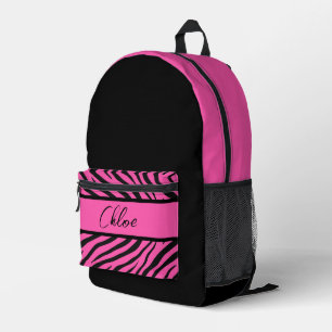 Zwarte en roze zebra bedrukte rugzak