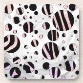 Zwarte en roze Zebra Polka Dots Bier Onderzetter (Voorkant)