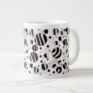 Zwarte en roze Zebra Polka Dots Grote Koffiekop