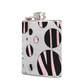 Zwarte en roze Zebra Polka Dots Heupfles (Links)