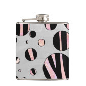 Zwarte en roze Zebra Polka Dots Heupfles (Voorkant)
