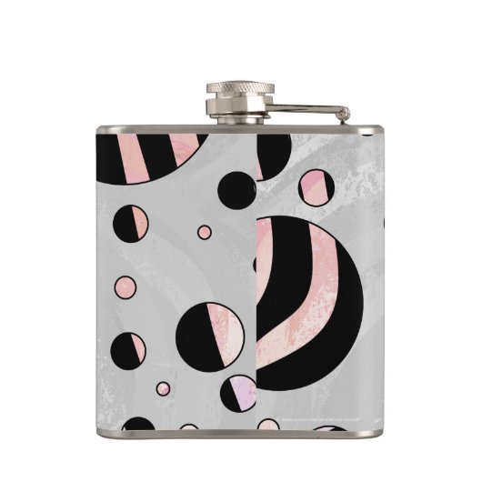 Zwarte en roze Zebra Polka Dots Heupfles (Achterkant)