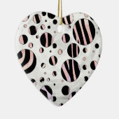 Zwarte en roze Zebra Polka Dots Keramisch Ornament (Rechts)