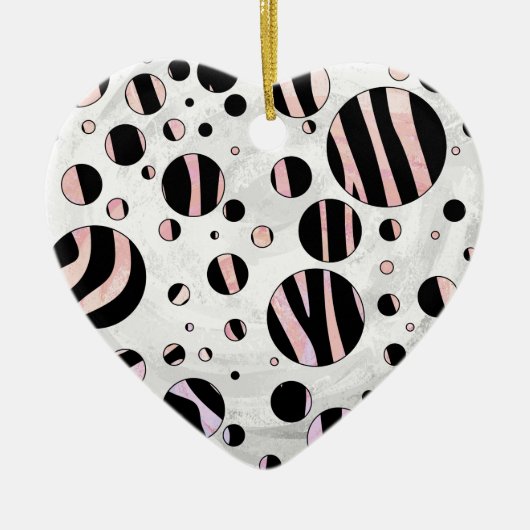 Zwarte en roze Zebra Polka Dots Keramisch Ornament (Voorkant)