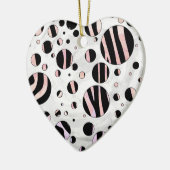 Zwarte en roze Zebra Polka Dots Keramisch Ornament (Links)