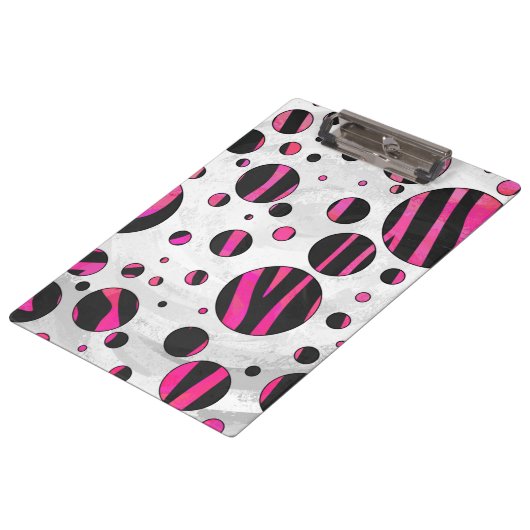 Zwarte en roze Zebra Polka Dots Klembord (Gekanteld)