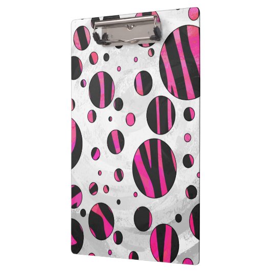Zwarte en roze Zebra Polka Dots Klembord (Links)