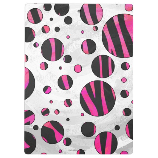 Zwarte en roze Zebra Polka Dots Klembord (Achterkant)