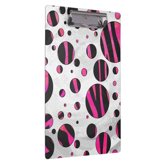 Zwarte en roze Zebra Polka Dots Klembord (Rechts)