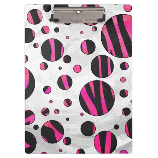 Zwarte en roze Zebra Polka Dots Klembord (Voorkant)
