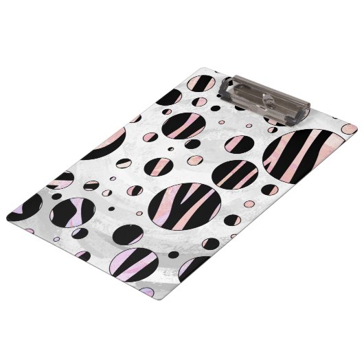 Zwarte en roze Zebra Polka Dots Klembord (Gekanteld)