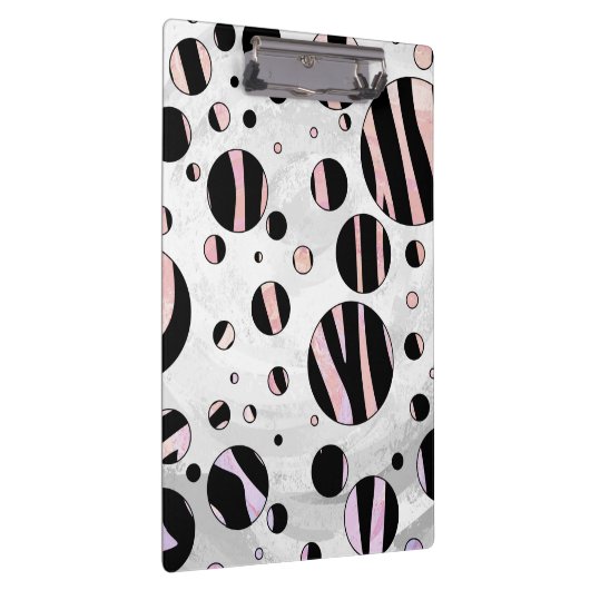 Zwarte en roze Zebra Polka Dots Klembord (Rechts)
