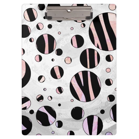 Zwarte en roze Zebra Polka Dots Klembord (Voorkant)