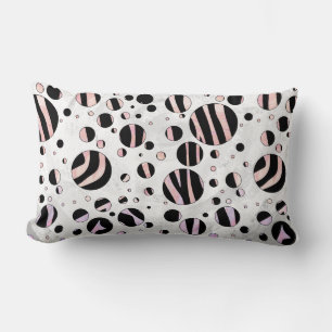 Zwarte en roze Zebra Polka Dots Kussen