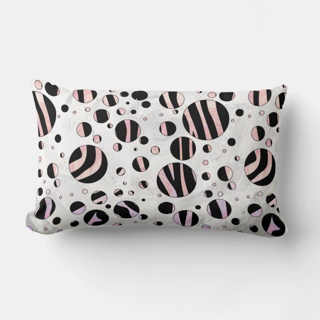 Zwarte en roze Zebra Polka Dots Kussen (Voorkant)
