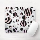 Zwarte en roze Zebra Polka Dots Muismat (Met muis)