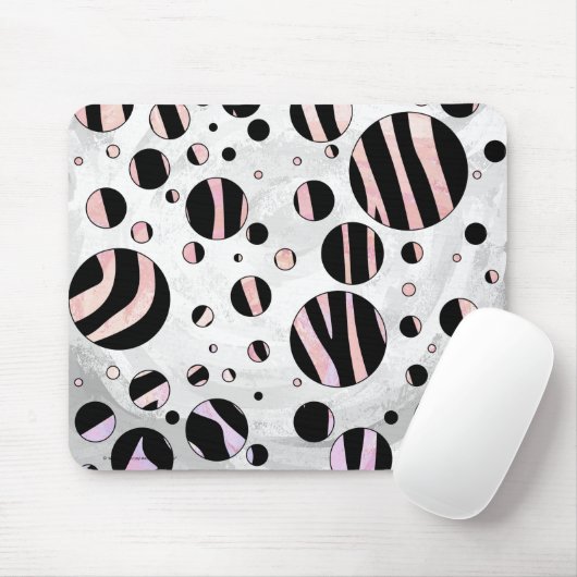 Zwarte en roze Zebra Polka Dots Muismat (Met muis)