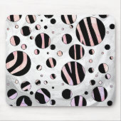 Zwarte en roze Zebra Polka Dots Muismat (Voorkant)