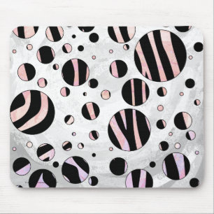 Zwarte en roze Zebra Polka Dots Muismat