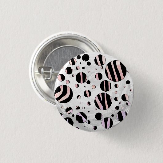 Zwarte en roze Zebra Polka Dots Ronde Button 3,2 Cm (Voorkant /achterkant)