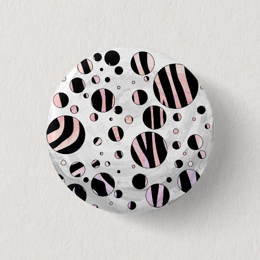 Zwarte en roze Zebra Polka Dots Ronde Button 3,2 Cm (Voorkant)