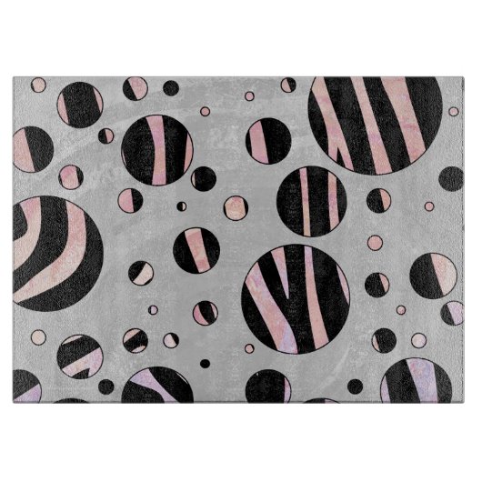 Zwarte en roze Zebra Polka Dots Snijplank (Voorkant)