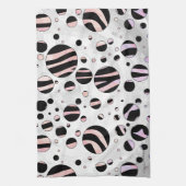 Zwarte en roze Zebra Polka Dots Theedoek (Verticaal)