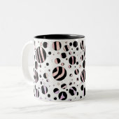Zwarte en roze Zebra Polka Dots Tweekleurige Koffiemok (Voorkant links)