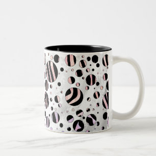 Zwarte en roze Zebra Polka Dots Tweekleurige Koffiemok