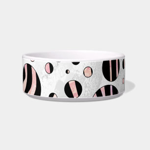 Zwarte en roze Zebra Polka Dots Voerbakje