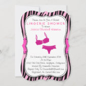 Zwarte en roze zebra Print Bracket Lingerie Shower Kaart (Voorkant)