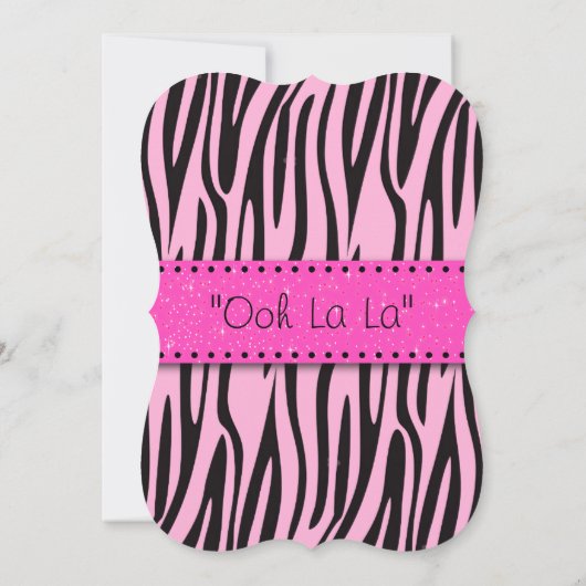 Zwarte en roze zebra Print Bracket Lingerie Shower Kaart (Achterkant)