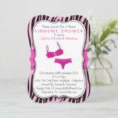 Zwarte en roze zebra Print Bracket Lingerie Shower Kaart (Staand voorkant)
